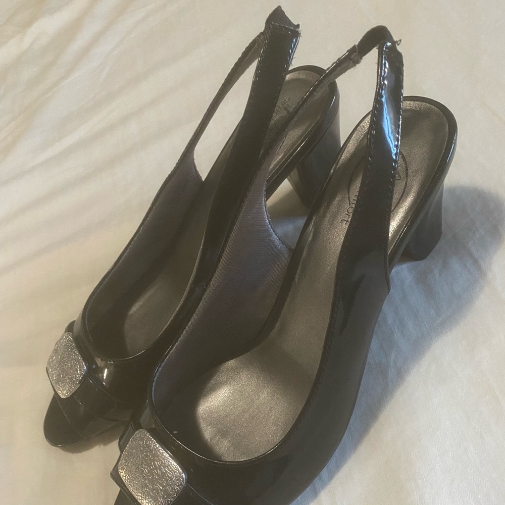 Black Strap Heels With Metallic Buckle - LifeStride